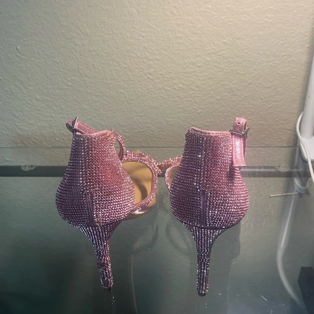 INC Elegant Pink Rhinestone Ankle Strap Heels - Picture 6 of 7